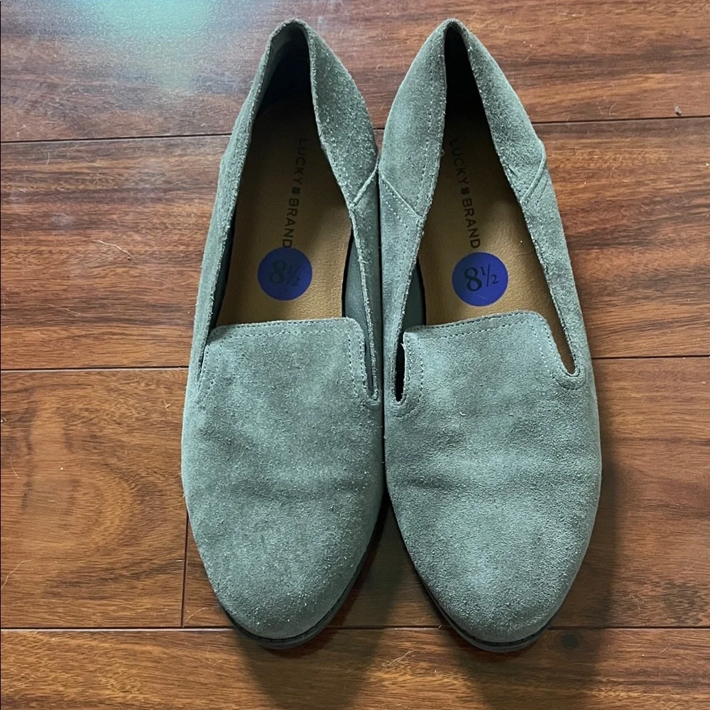 Lucky Brand Tan/Olive Suede Slip-Ons